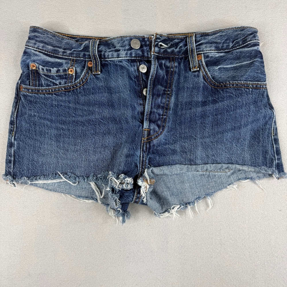 Levi’s 501 Original Cutoff Shorts W28 High Rise Button Fly Frayed Denim